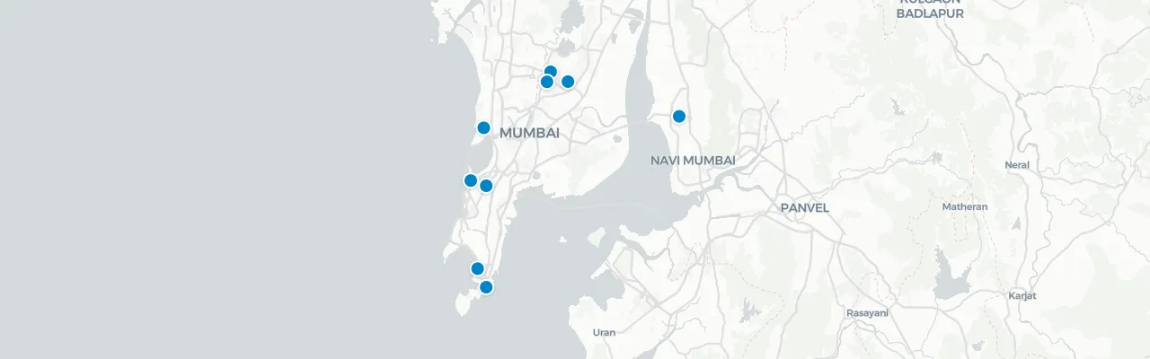 Map of rooftop venues in Mumbai