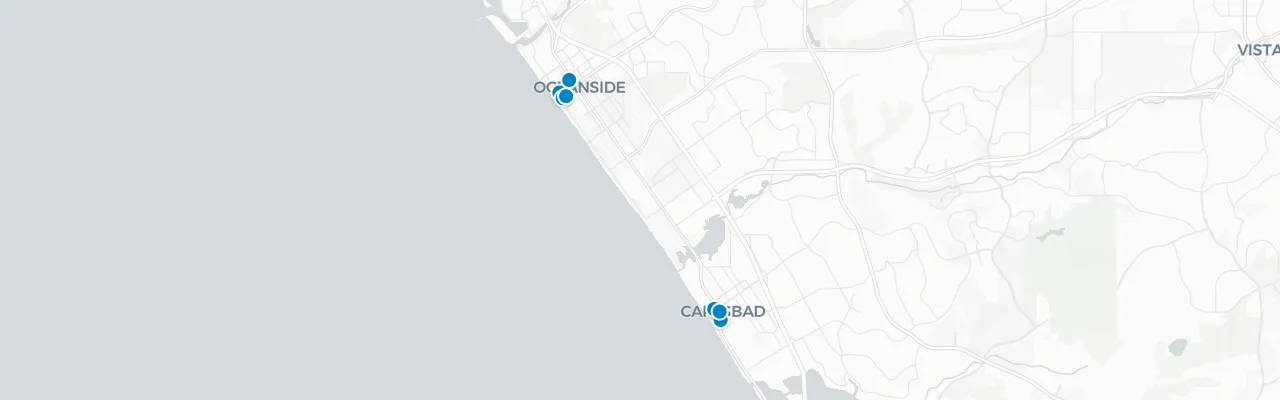 Map of rooftop venues in North County San Diego
