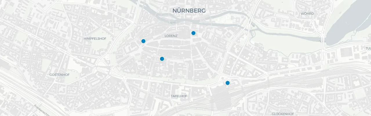 Map of rooftop venues in Nuremberg