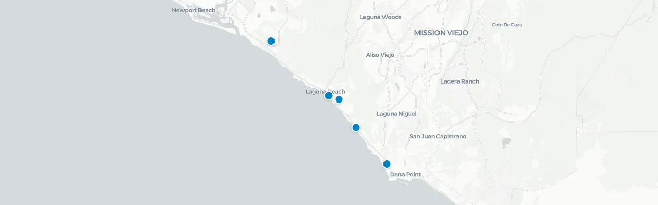 Map of rooftop venues in Orange County