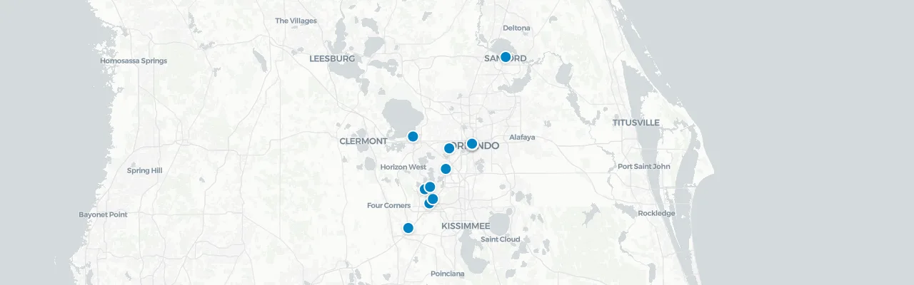 Map of rooftop venues in Orlando