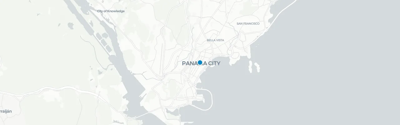 Map of rooftop venues in Panama City