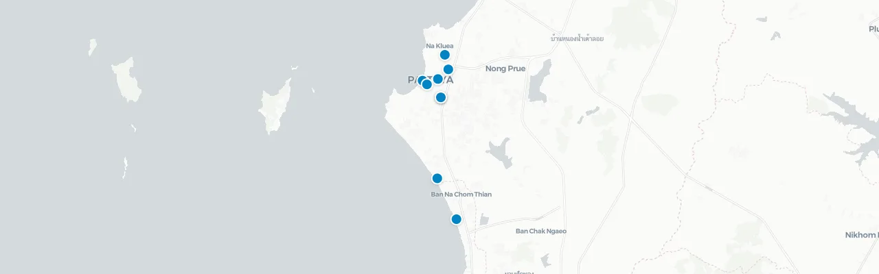 Map of rooftop venues in Pattaya