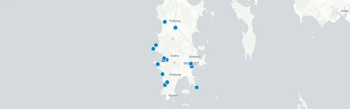 Map of rooftop venues in Phuket