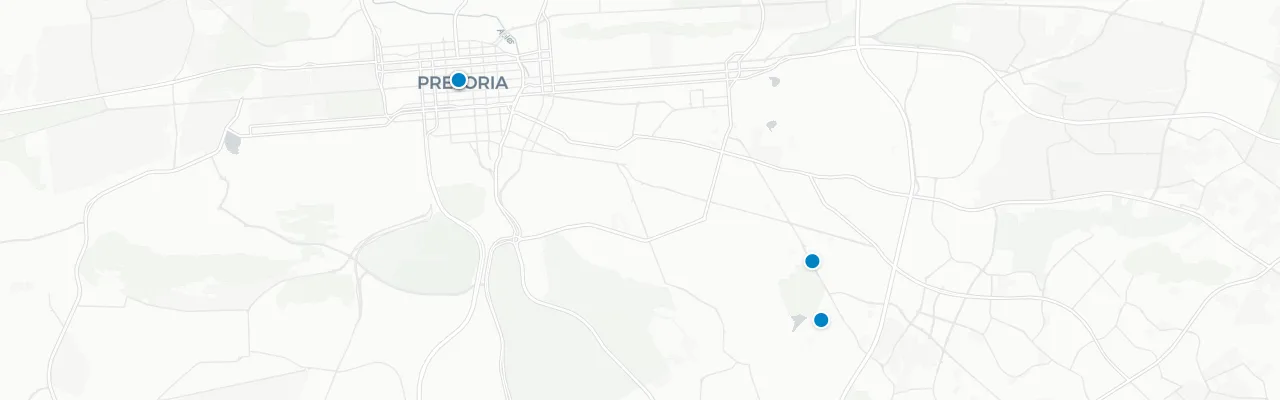 Map of rooftop venues in Pretoria