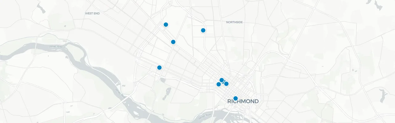 Map of rooftop venues in Richmond