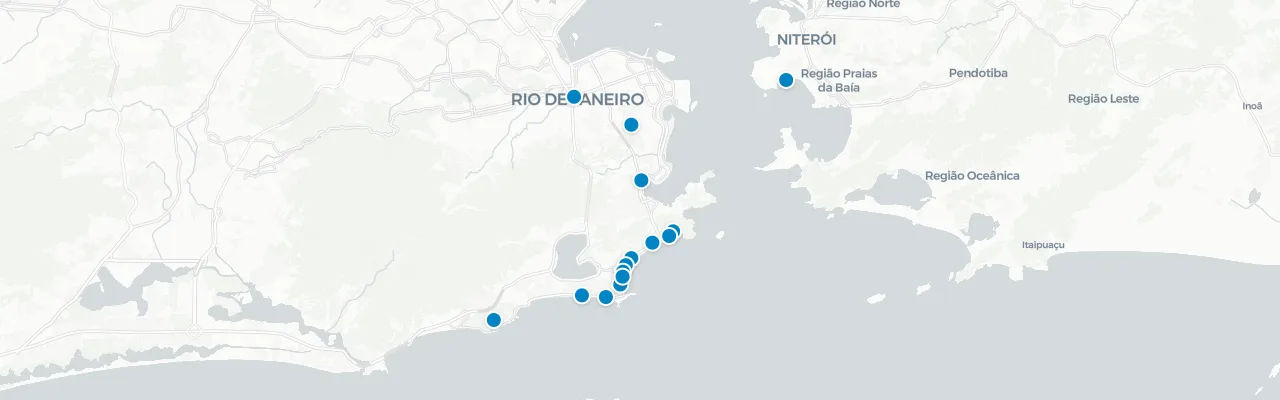 Map of rooftop venues in Rio de Janeiro