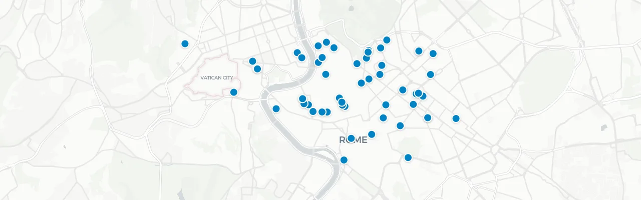 Map of rooftop venues in Rome
