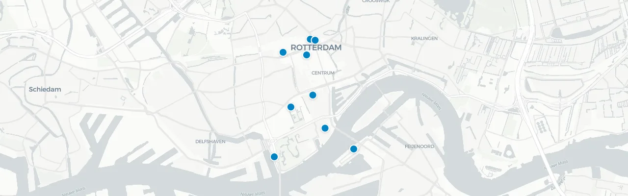 Map of rooftop venues in Rotterdam