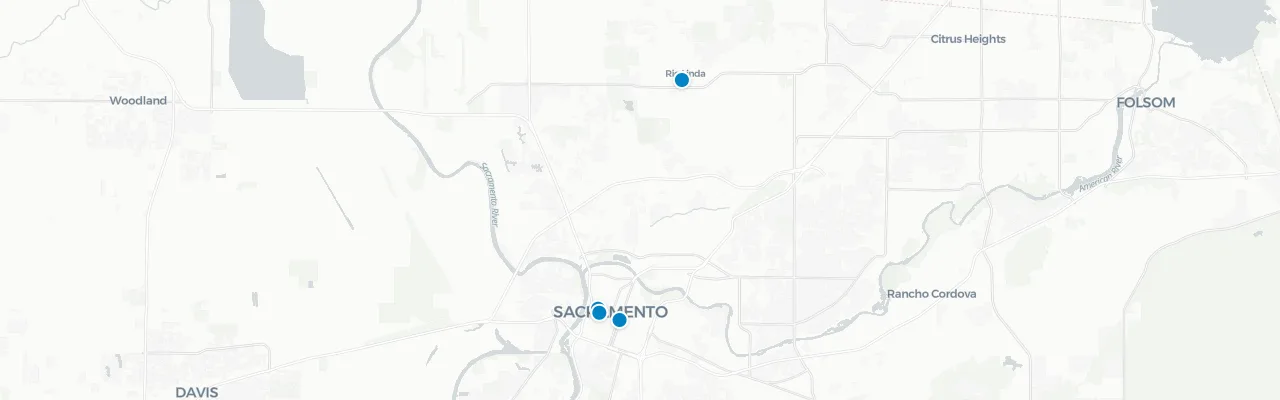 Map of rooftop venues in Sacramento