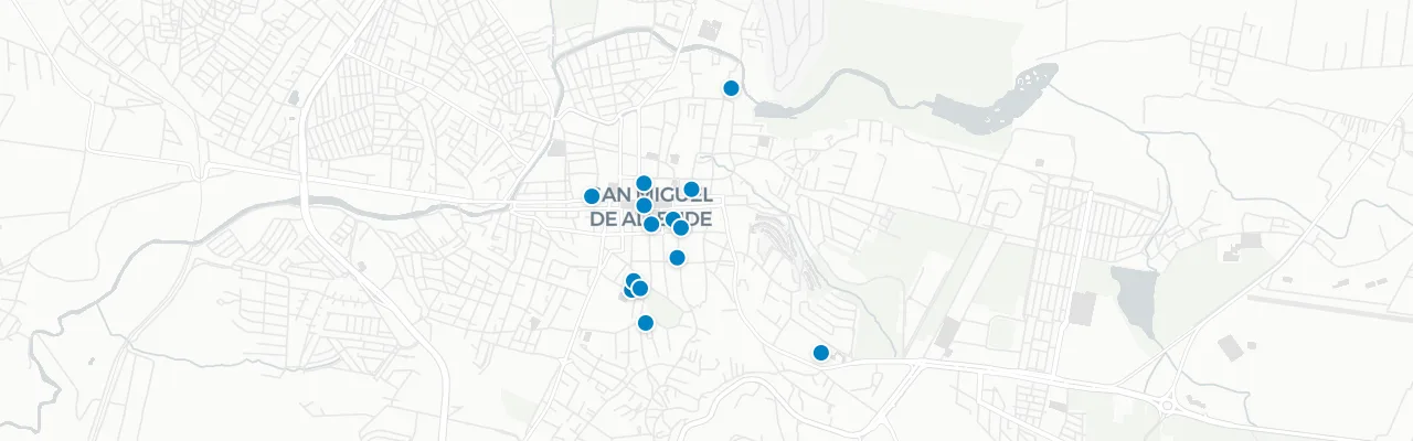 Map of rooftop venues in San Miguel de Allende