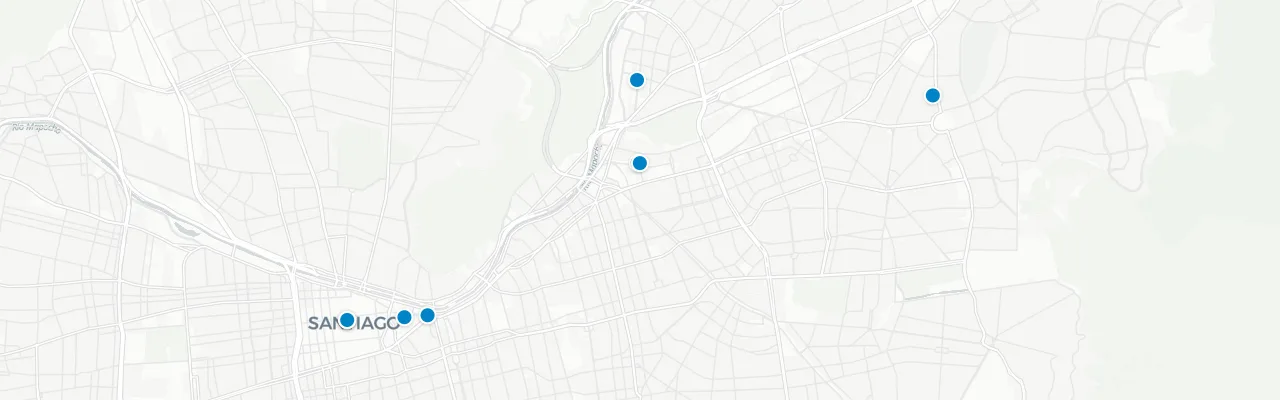 Map of rooftop venues in Santiago de Chile