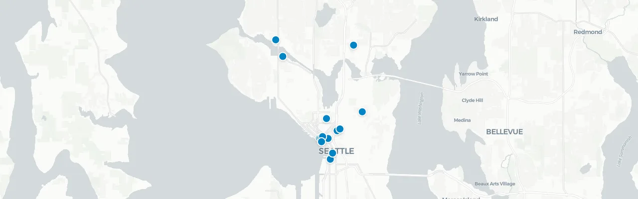 Map of rooftop venues in Seattle