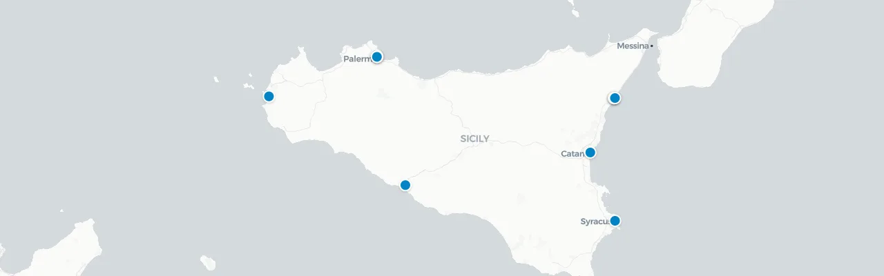 Map of rooftop venues in Sicily