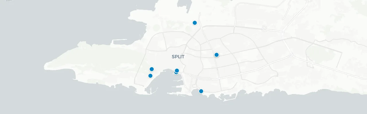 Map of rooftop venues in Split