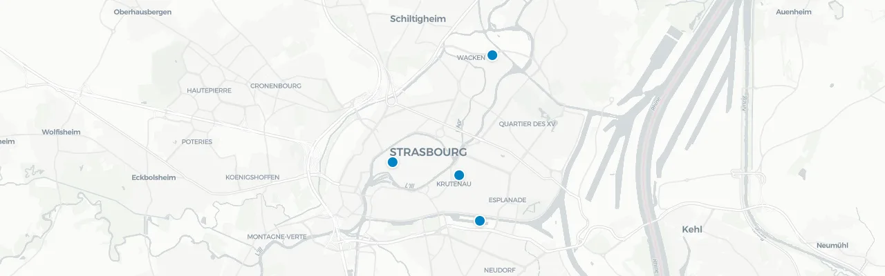Map of rooftop venues in Strasbourg