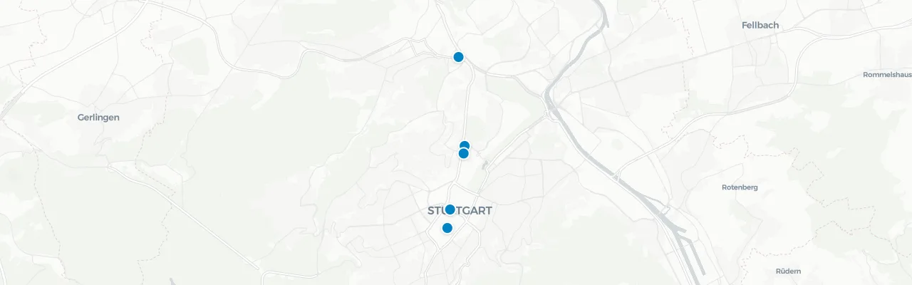 Map of rooftop venues in Stuttgart