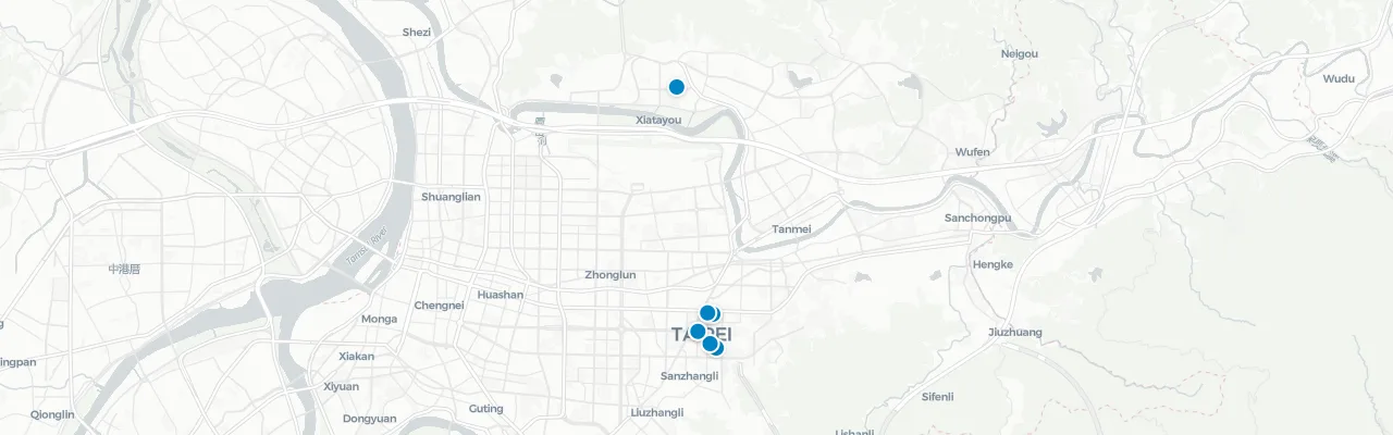 Map of rooftop venues in Taipei