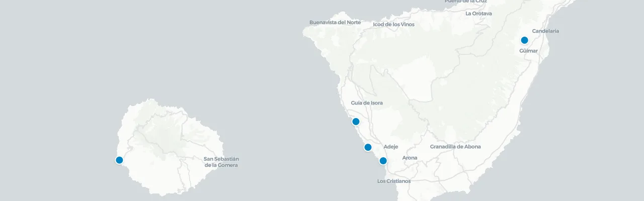 Map of rooftop venues in Tenerife
