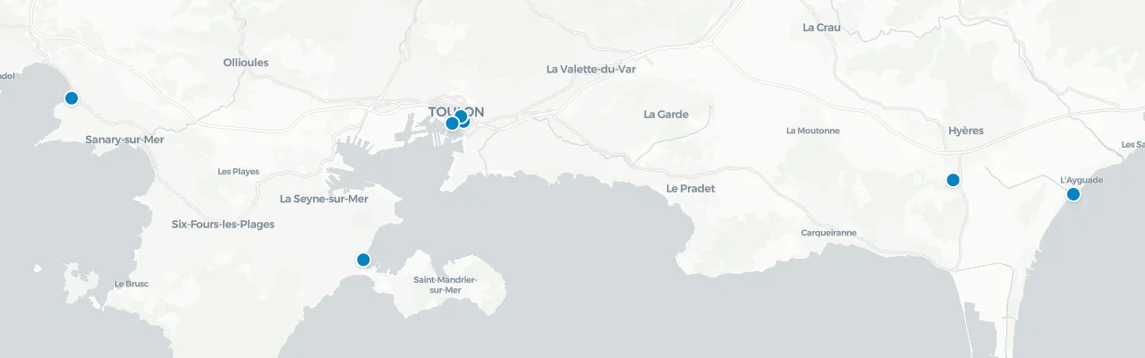 Map of rooftop venues in Toulon