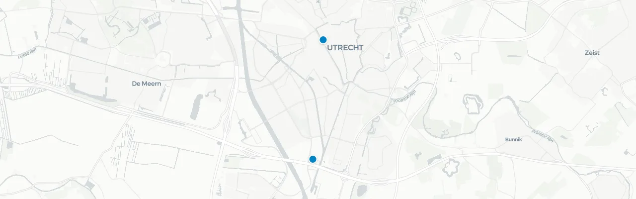 Map of rooftop venues in Utrecht