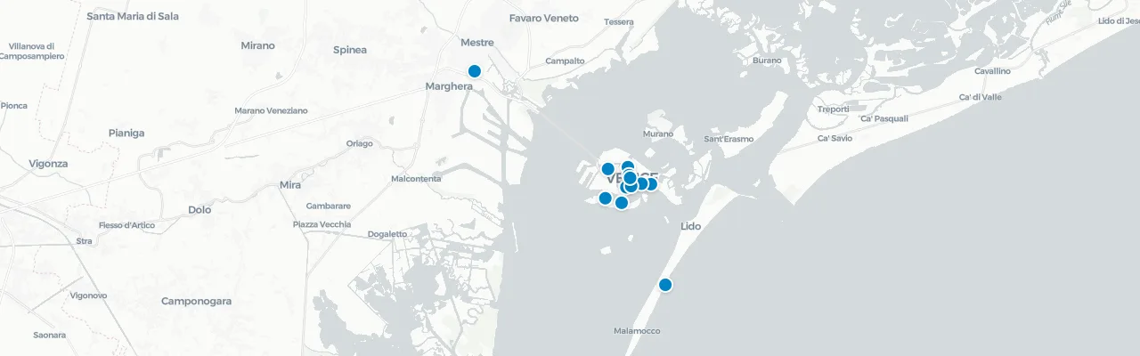 Map of rooftop venues in Venice