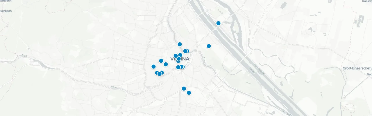 Map of rooftop venues in Vienna
