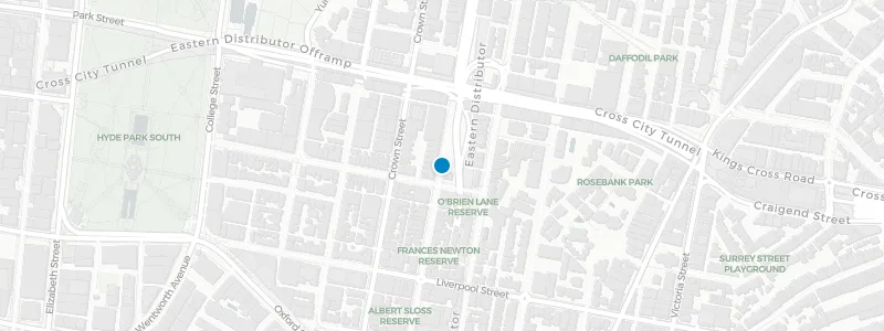 Map showing location of East Village Sydney