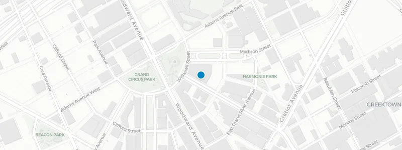 Map showing location of Detroit Opera House Sky Deck