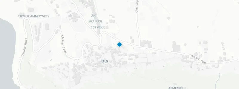 Map showing location of Sunset Bar at Oia Gefsis