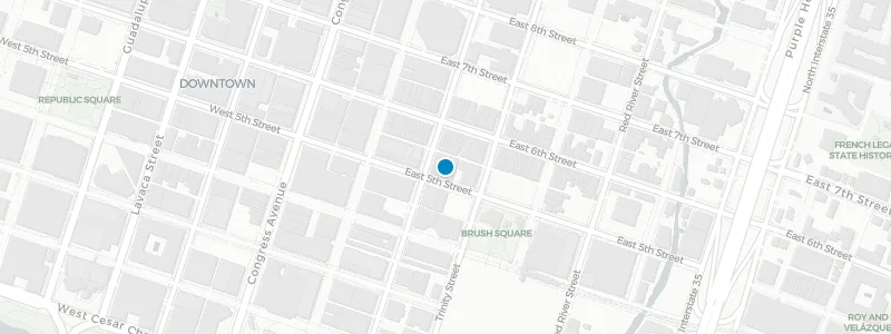 Map showing location of Azul Rooftop at The Westin Austin Downtown