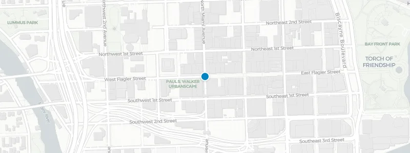 Map showing location of Sugar rooftop bar and garden, Miami