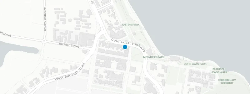 Map showing location of Justin’s Rooftop at Justin Lane