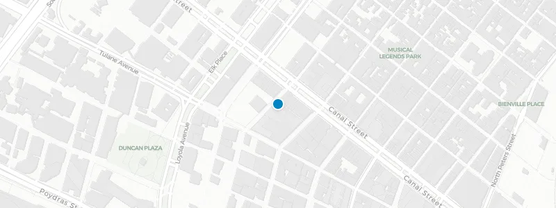Map showing location of The Roosevelt New Orleans
