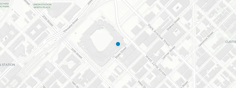 Map showing location of The Rooftop at Coors Field