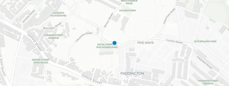 Map showing location of Royal Hotel Paddington